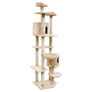 i.Pet Cat Tree 203cm Trees Scratching Post Scratcher Tower Condo House Furniture Wood Beige i.Pet